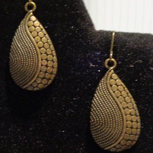 Coppertone Teardrops Etched with Waves & Circles Dangle DROP EARRINGS